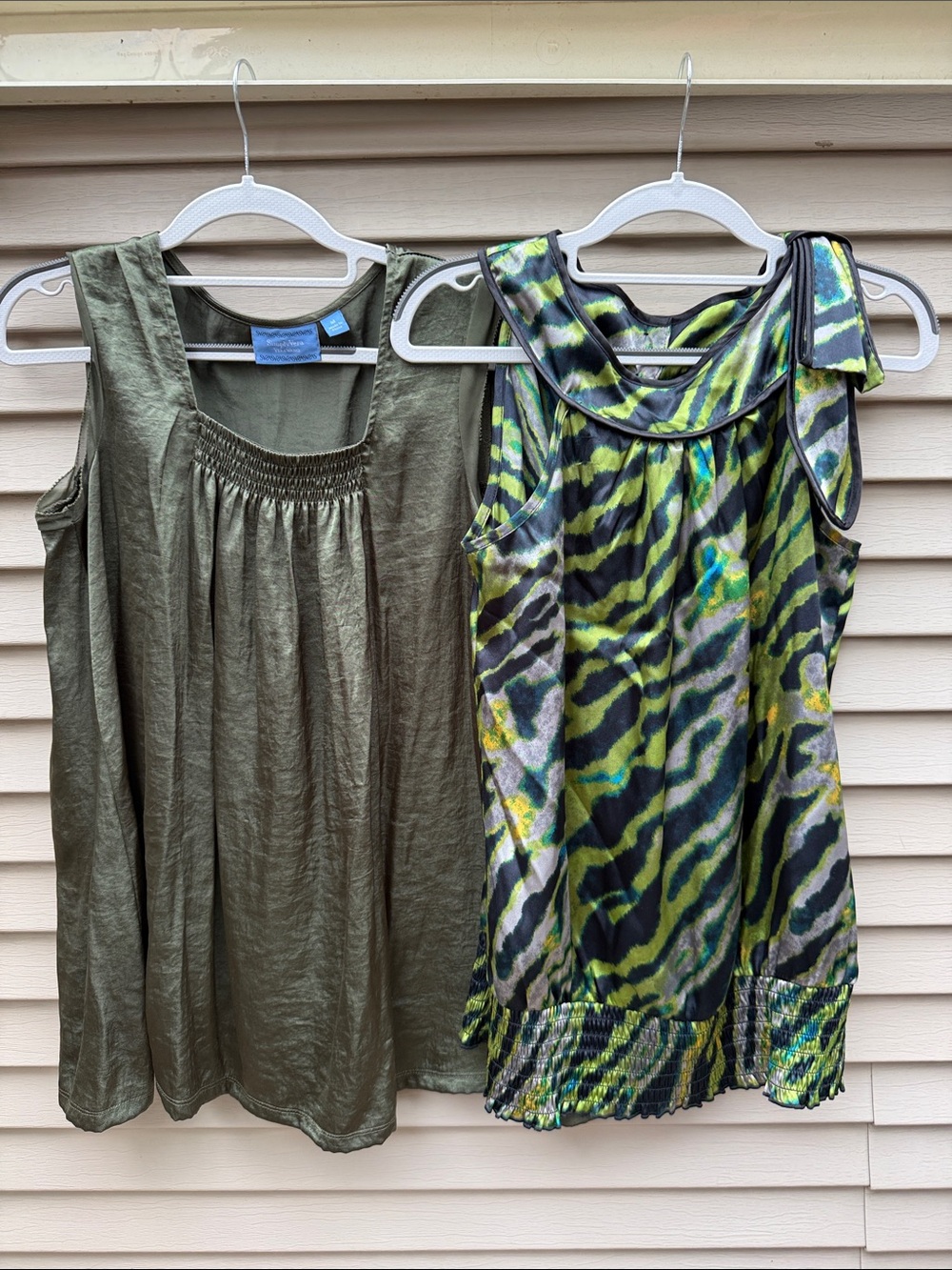Bundle of 2 - Silky Green Sleeveless Knit Tops - Size M